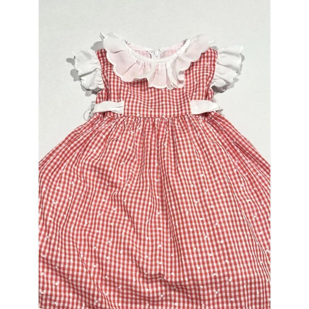 Vintage Sylvia White Toddler Girls Dress Red and White Gingham Zipper Ruffles 2T - Picture 10 of 15
